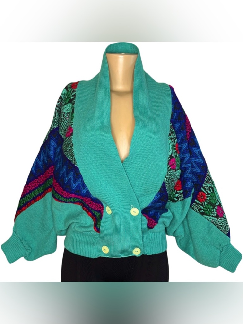 Vintage Abstract Print Dolman Sleeve Sweater